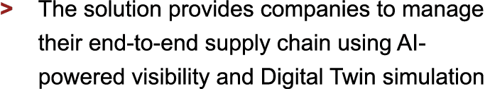 > The solution provides companies to manage their end-to-end supply chain using AI-powered visibility and Digital ...