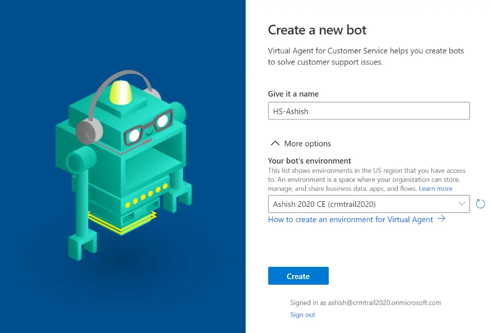 Set up agent bot - Service Manager